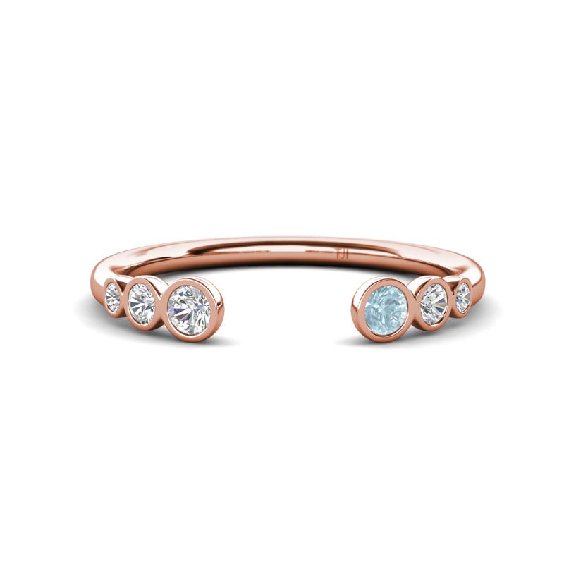 Makena Lab Grown Diamonds and Aquamarine Open Wedding Band 