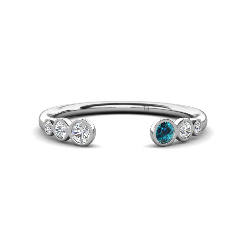 Makena Lab Grown Diamonds and Blue Diamond Open Wedding Band 
