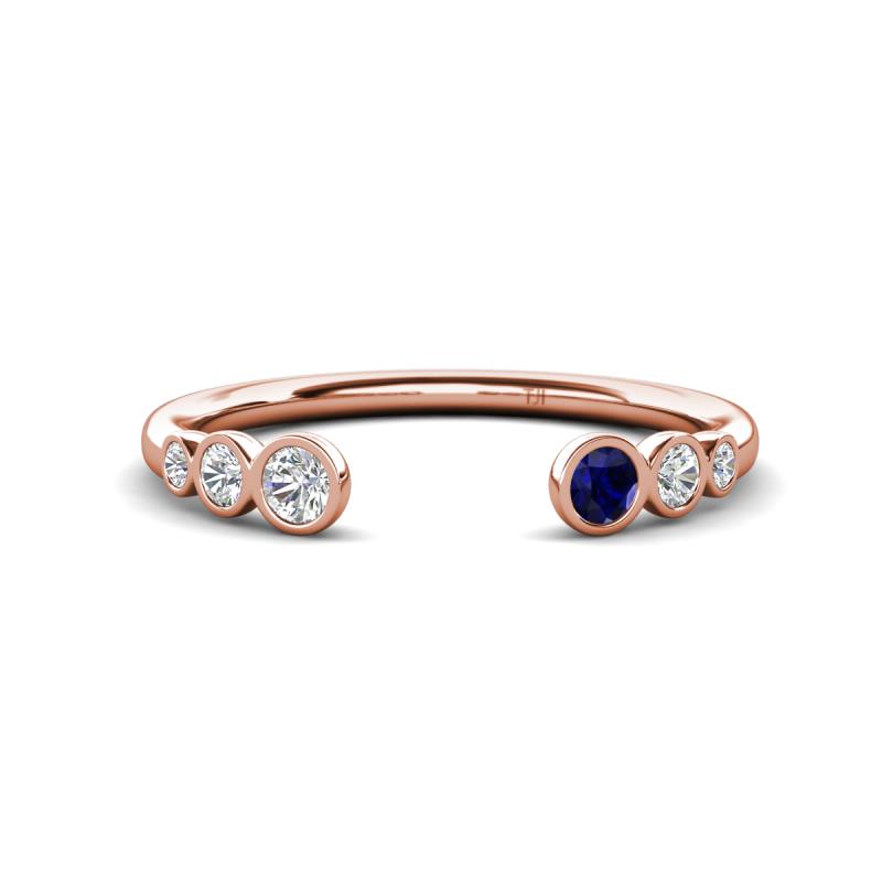 Makena Lab Grown Diamonds and Blue Sapphire Open Wedding Band 