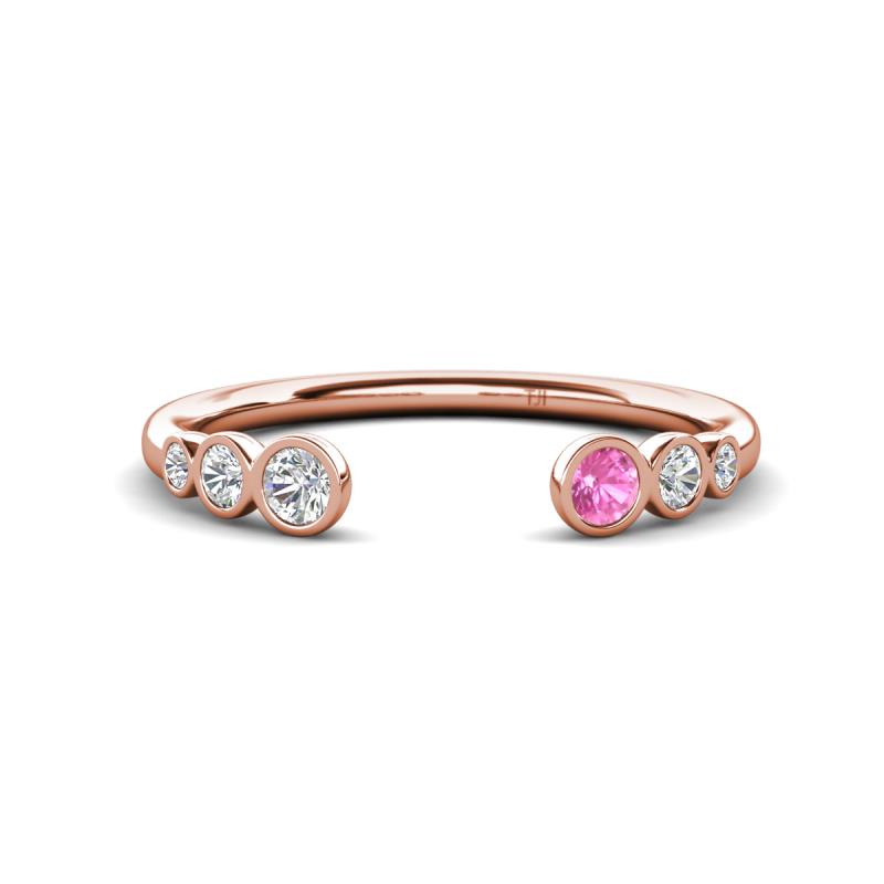 Makena Lab Grown Diamonds and Pink Sapphire Open Wedding Band 