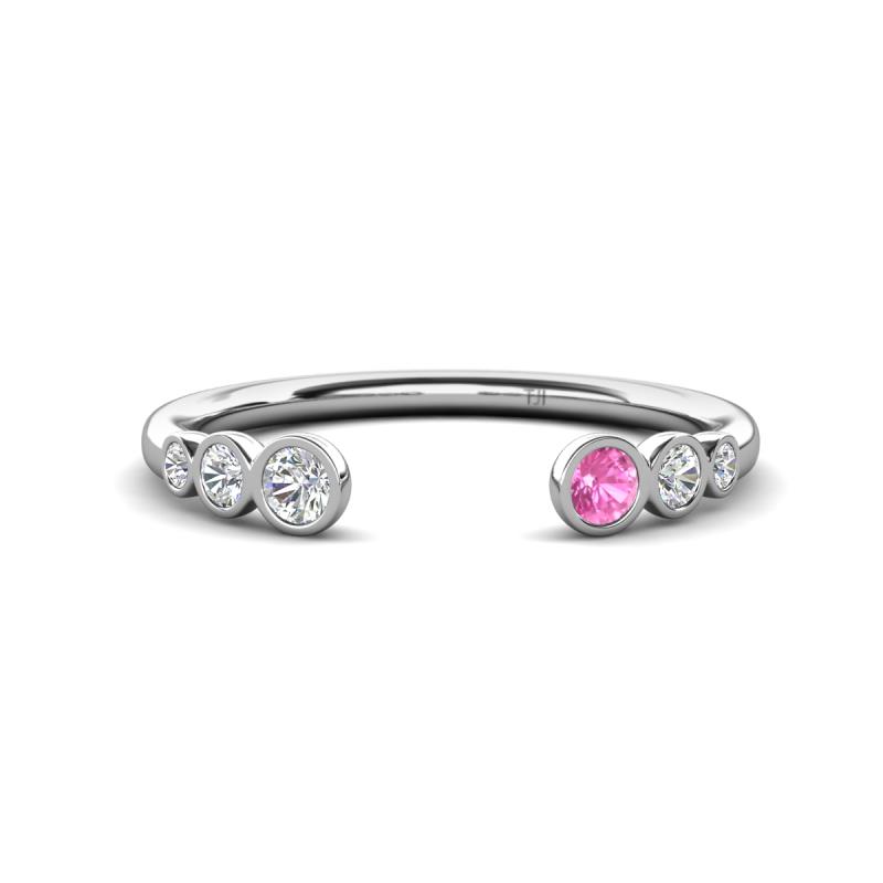 Makena Lab Grown Diamonds and Pink Sapphire Open Wedding Band 