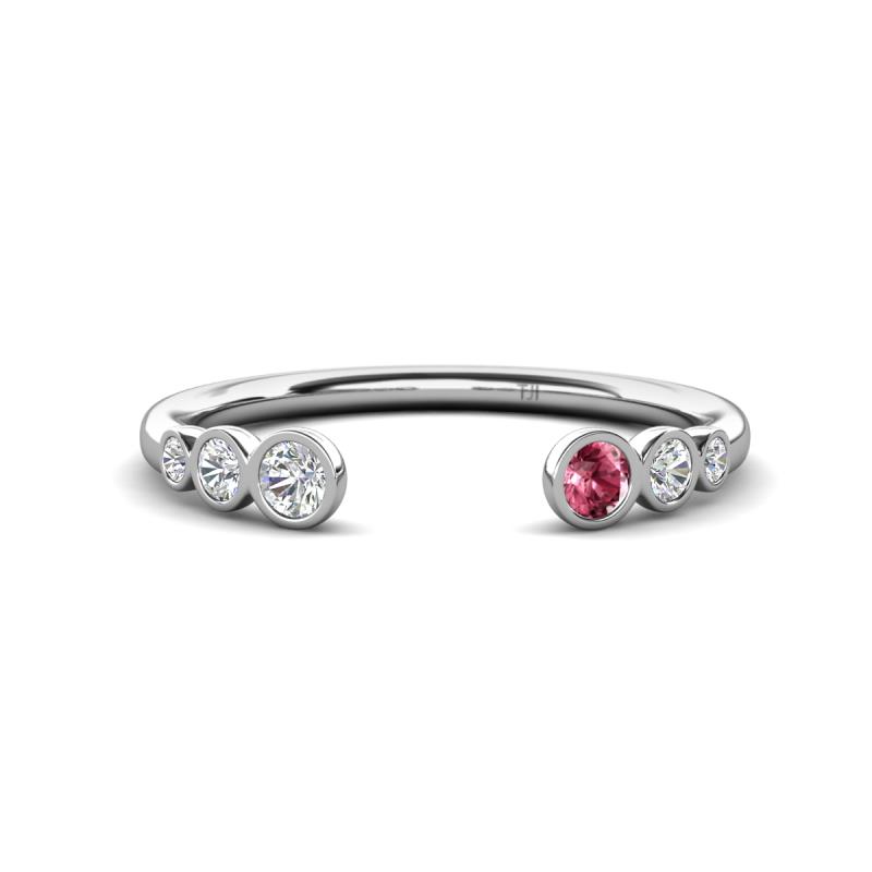 Makena Lab Grown Diamonds and Pink Tourmaline Open Wedding Band 
