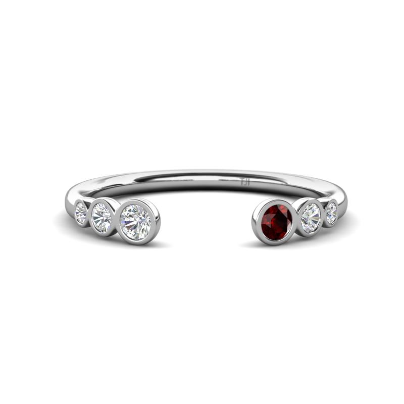 Makena Lab Grown Diamonds and Red Garnet Open Wedding Band 