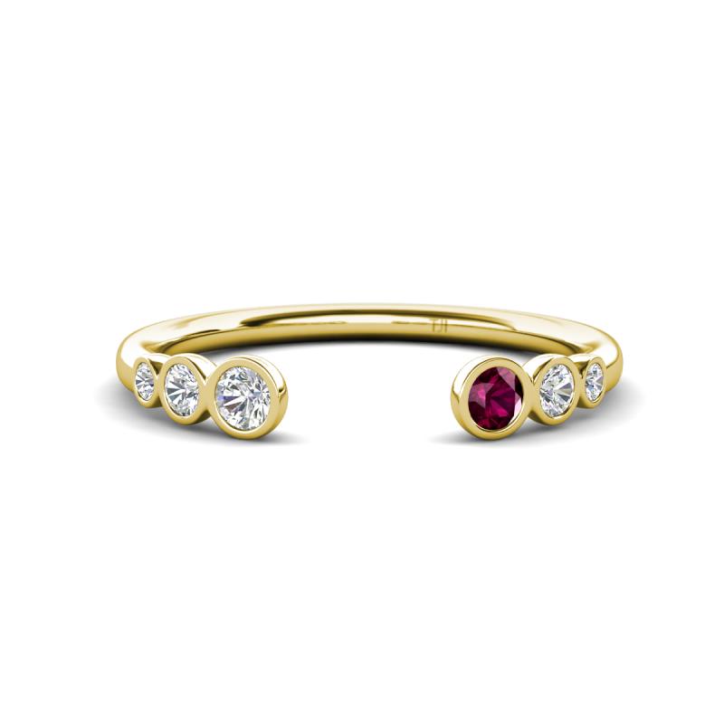 Makena Lab Grown Diamonds and Rhodolite Garnet Open Wedding Band 