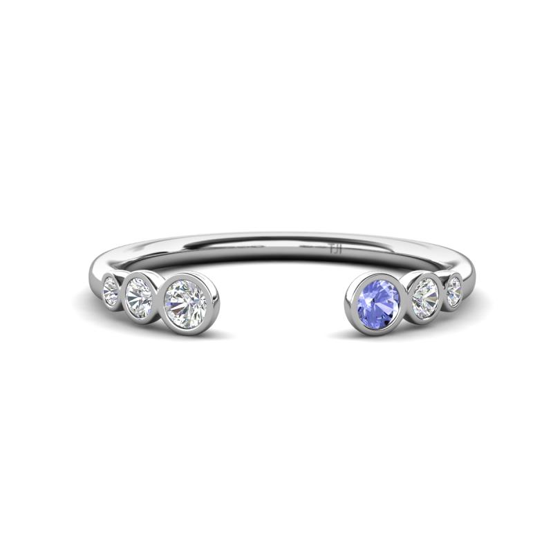 Makena Lab Grown Diamonds and Tanzanite Open Wedding Band 