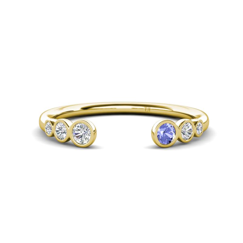 Makena Lab Grown Diamonds and Tanzanite Open Wedding Band 