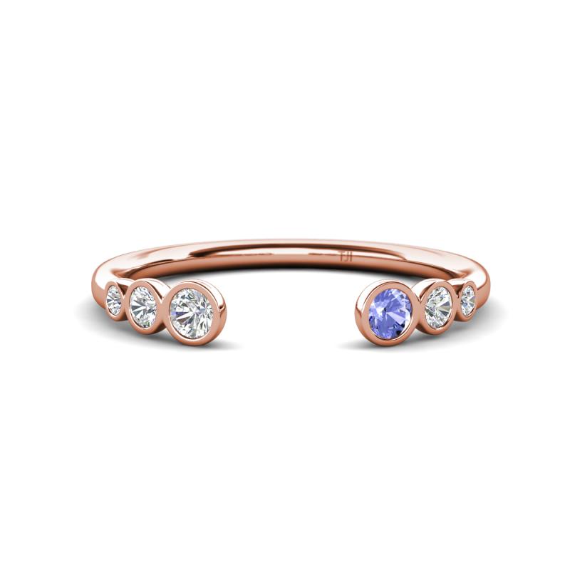 Makena Lab Grown Diamonds and Tanzanite Open Wedding Band 