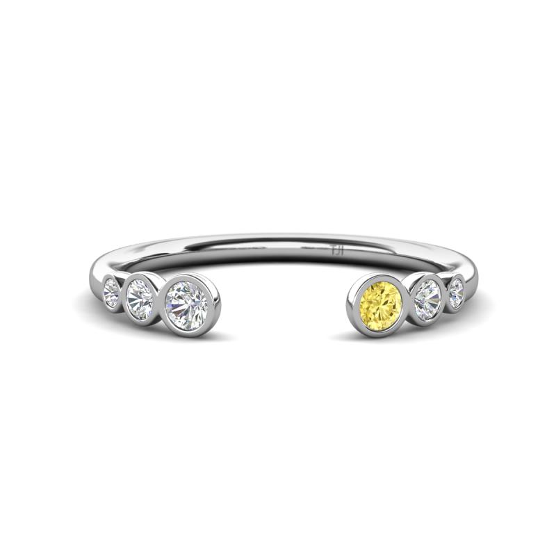 Makena Lab Grown Diamonds and Yellow Sapphire Open Wedding Band 