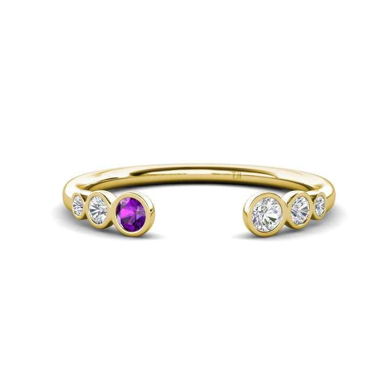 Makena Amethyst and Lab Grown Diamonds Open Wedding Band 