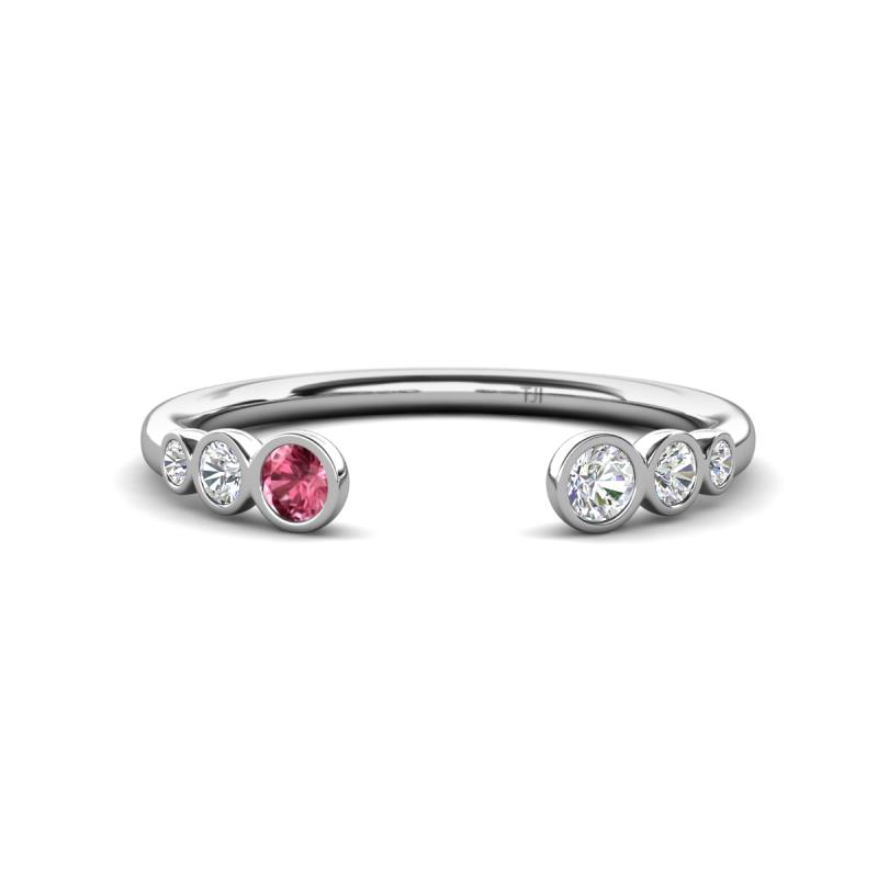 Makena Pink Tourmaline and Lab Grown Diamonds Open Wedding Band 