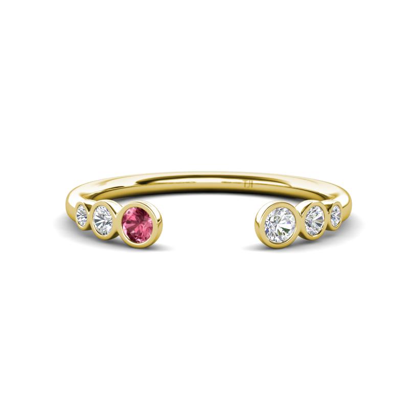 Makena Pink Tourmaline and Lab Grown Diamonds Open Wedding Band 
