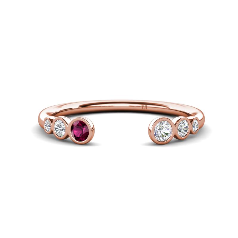 Makena Rhodolite Garnet and Lab Grown Diamonds Open Wedding Band 