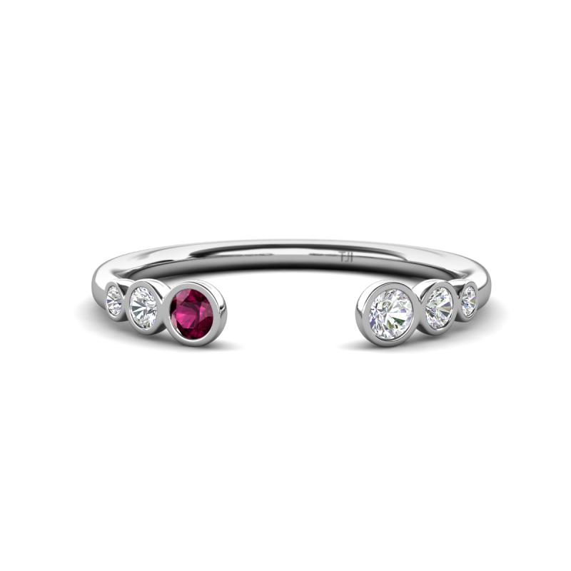 Makena Rhodolite Garnet and Lab Grown Diamonds Open Wedding Band 