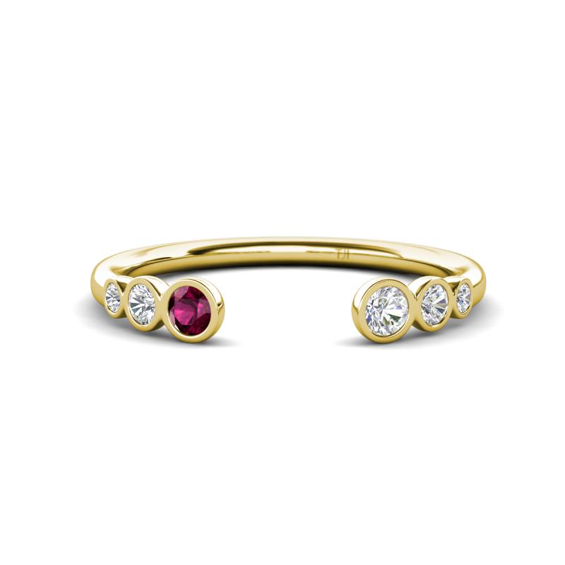 Makena Rhodolite Garnet and Lab Grown Diamonds Open Wedding Band 