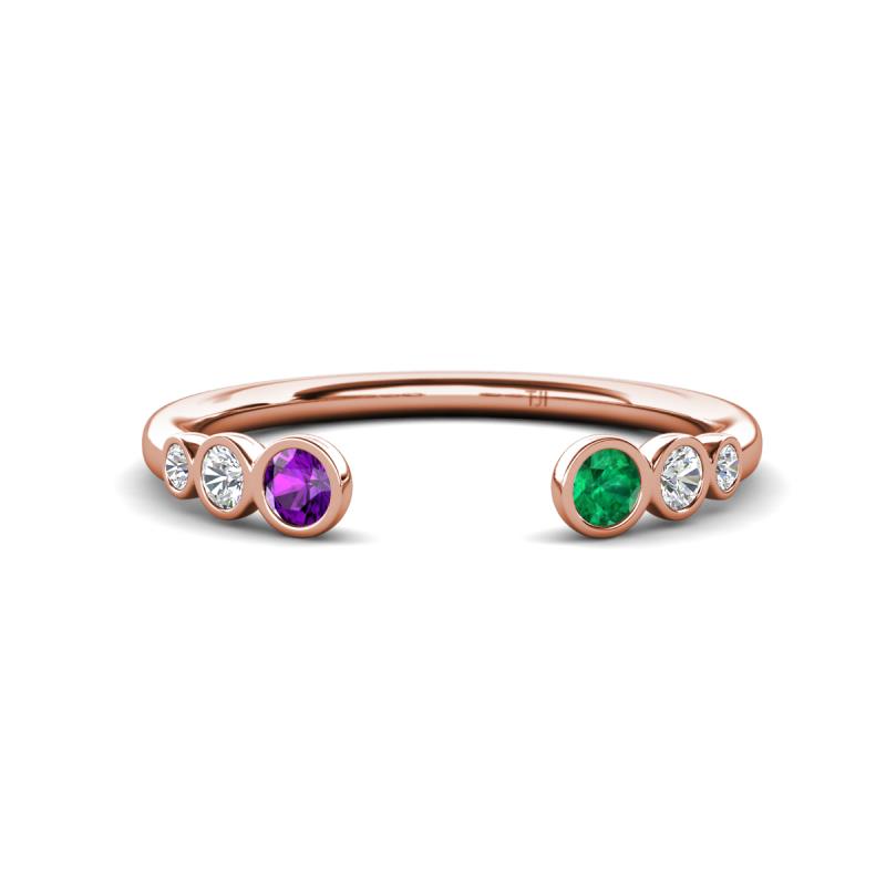 Makena Amethyst and Emerald Open Wedding Band 
