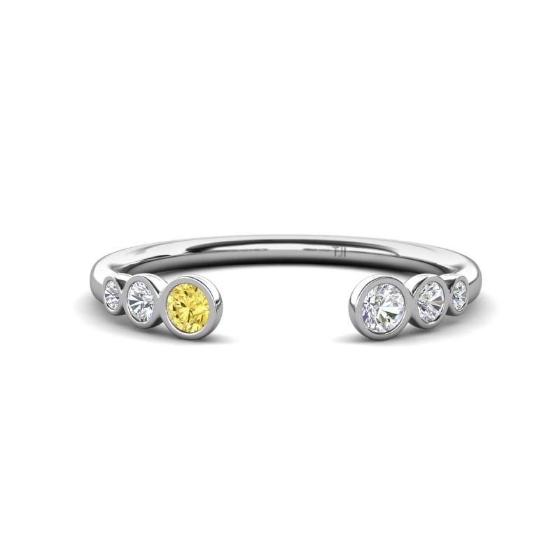 Makena Yellow Sapphire and Lab Grown Diamonds Open Wedding Band 
