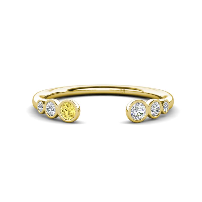 Makena Yellow Sapphire and Lab Grown Diamonds Open Wedding Band 