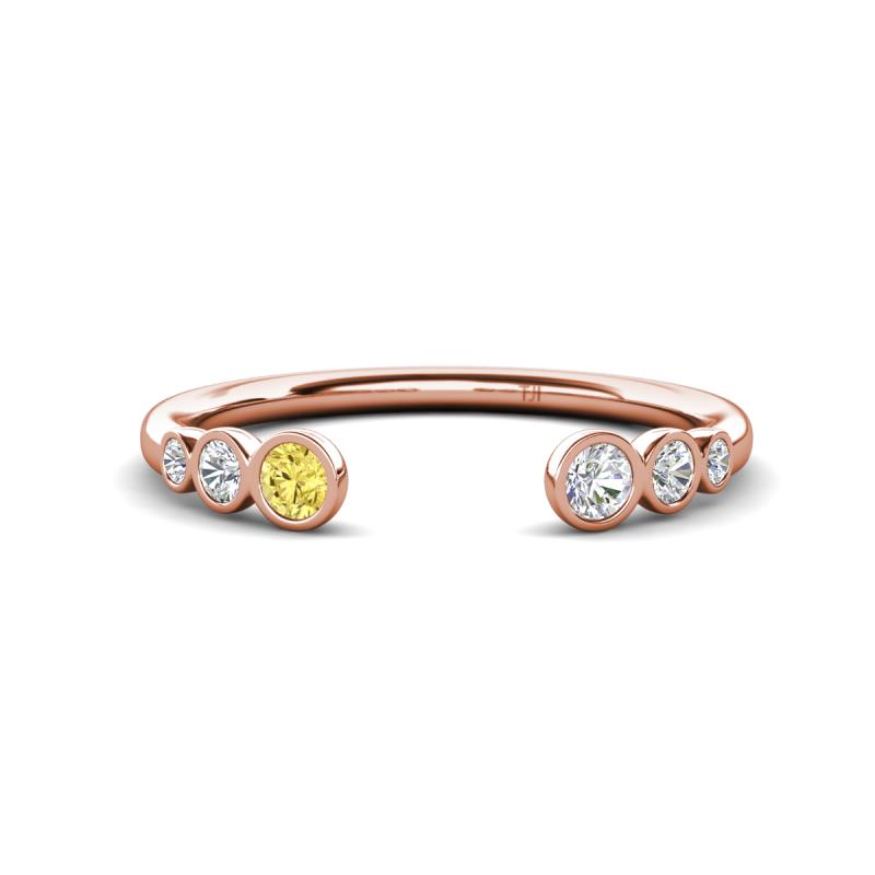 Makena Yellow Sapphire and Lab Grown Diamonds Open Wedding Band 