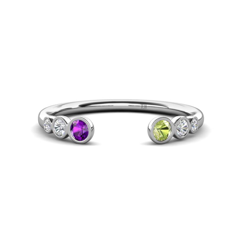 Makena Amethyst and Peridot Open Wedding Band 