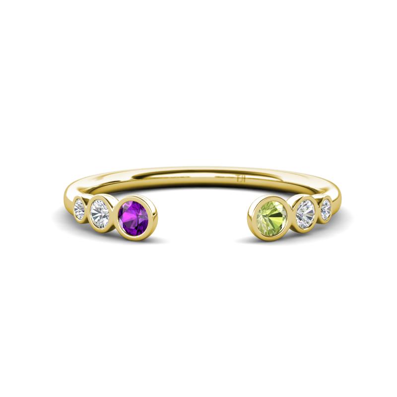 Makena Amethyst and Peridot Open Wedding Band 