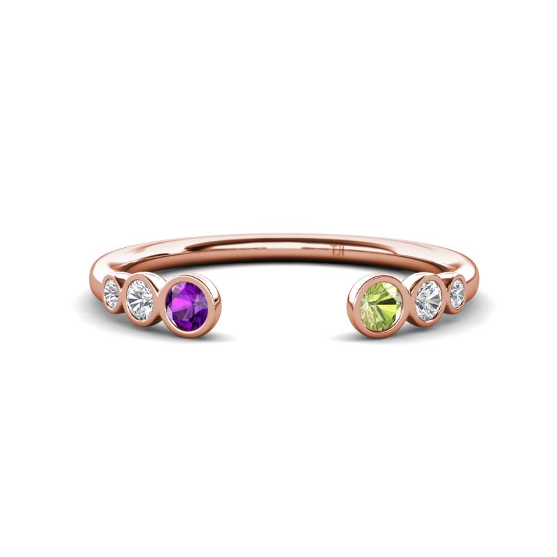 Makena Amethyst and Peridot Open Wedding Band 