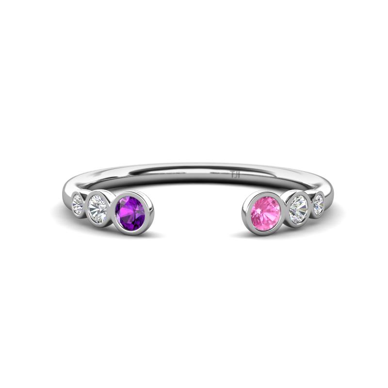 Makena Amethyst and Pink Sapphire Open Wedding Band 