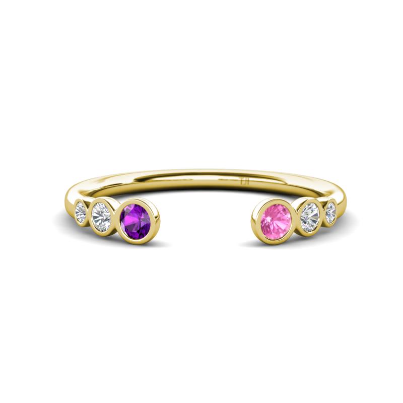 Makena Amethyst and Pink Sapphire Open Wedding Band 