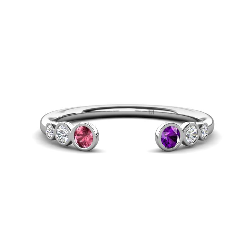 Makena Pink Tourmaline and Amethyst Open Wedding Band 