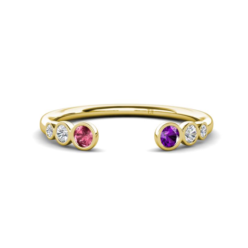 Makena Pink Tourmaline and Amethyst Open Wedding Band 