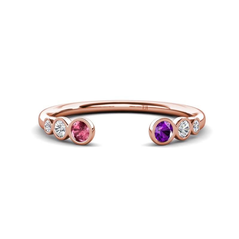 Makena Pink Tourmaline and Amethyst Open Wedding Band 