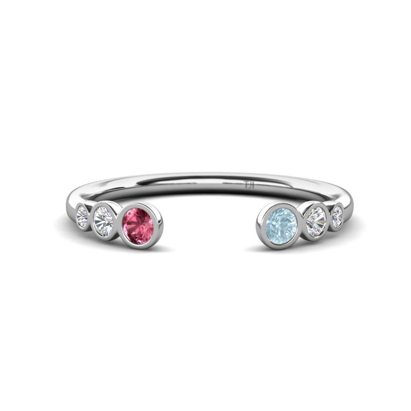 Makena Pink Tourmaline and Aquamarine Open Wedding Band 
