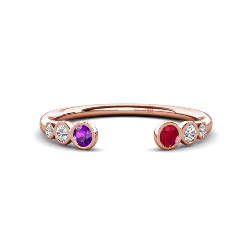 Makena Amethyst and Ruby Open Wedding Band 