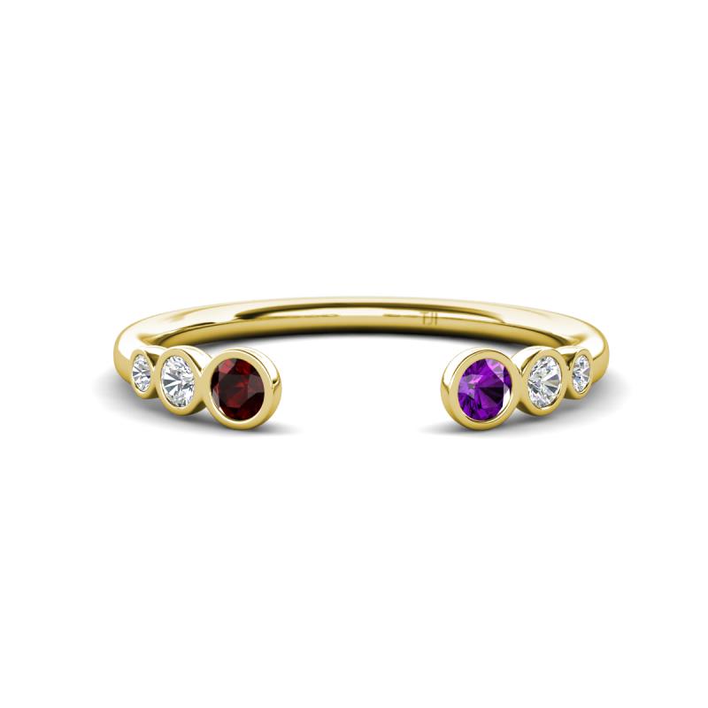 Makena Red Garnet and Amethyst Open Wedding Band 