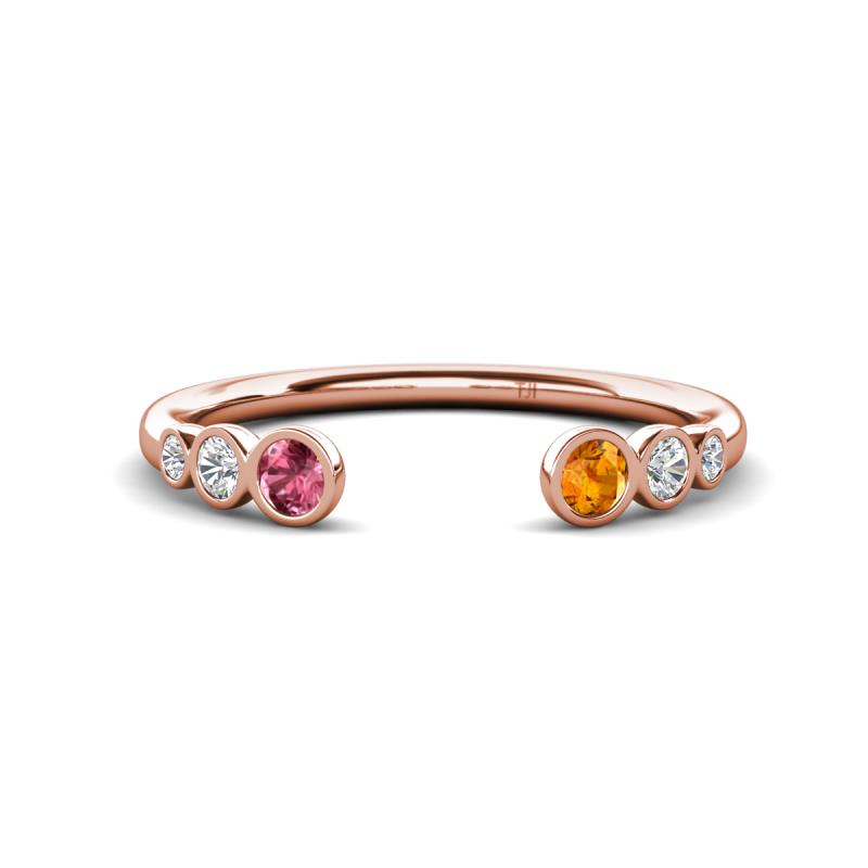 Makena Pink Tourmaline and Citrine Open Wedding Band 