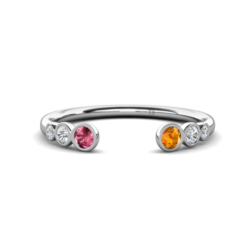 Makena Pink Tourmaline and Citrine Open Wedding Band 