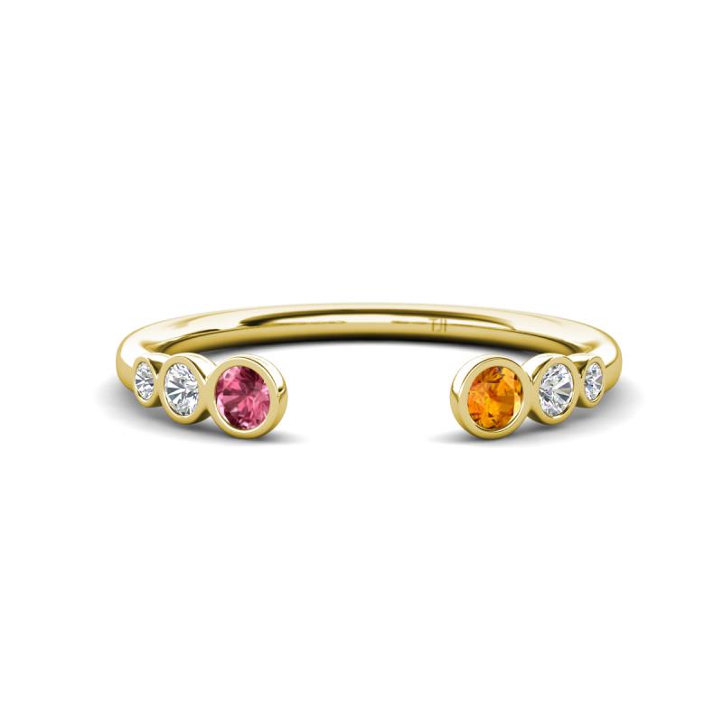 Makena Pink Tourmaline and Citrine Open Wedding Band 