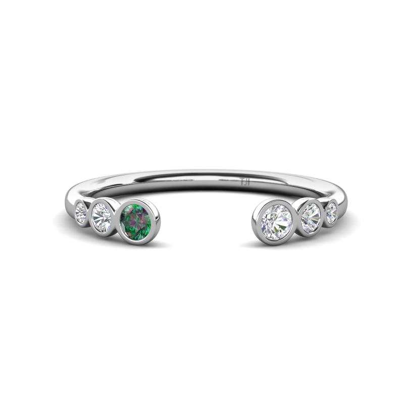 Makena Created Alexandrite and Lab Grown Diamonds Open Wedding Band 