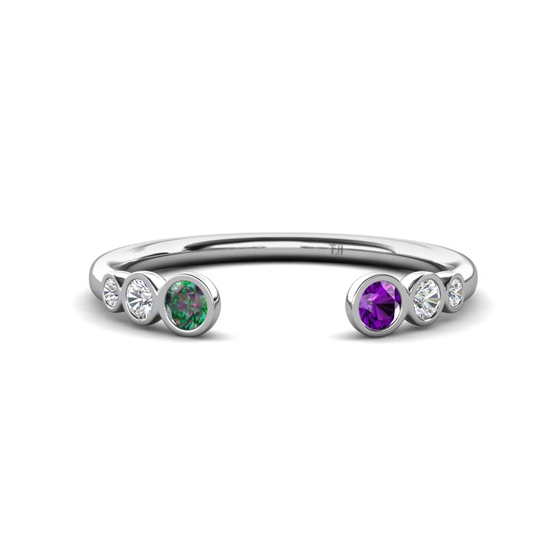 Makena Created Alexandrite and Amethyst Open Wedding Band 