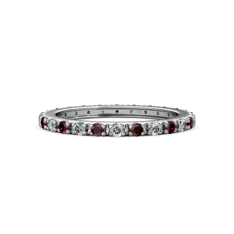Gracie 2.00 mm Round Red Garnet and Diamond Eternity Band 