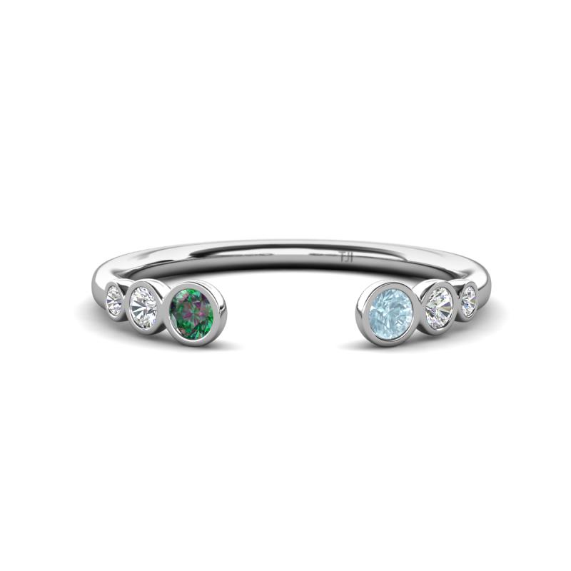 Makena Created Alexandrite and Aquamarine Open Wedding Band 