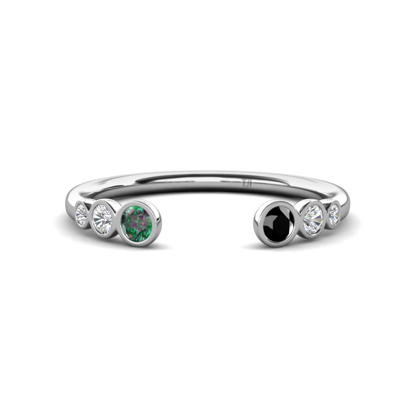 Makena Created Alexandrite and Black Diamond Open Wedding Band 