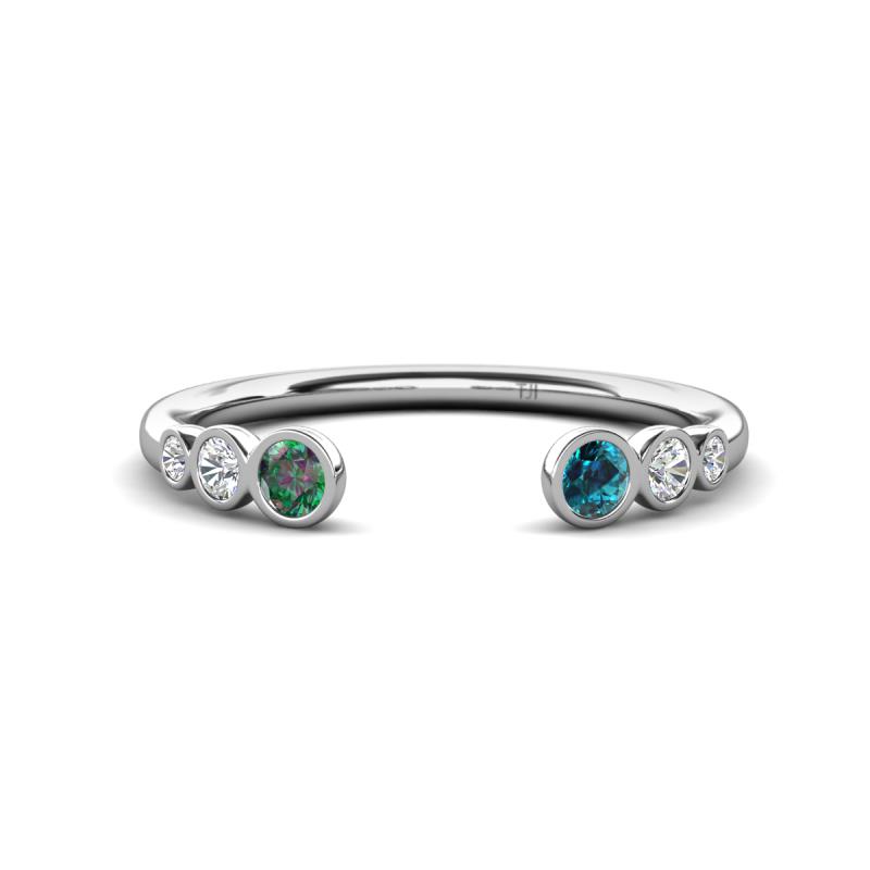 Makena Created Alexandrite and Blue Diamond Open Wedding Band 