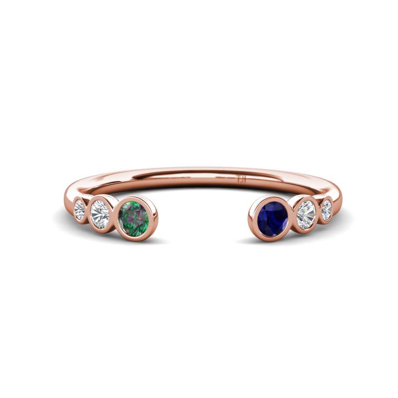Makena Created Alexandrite and Blue Sapphire Open Wedding Band 
