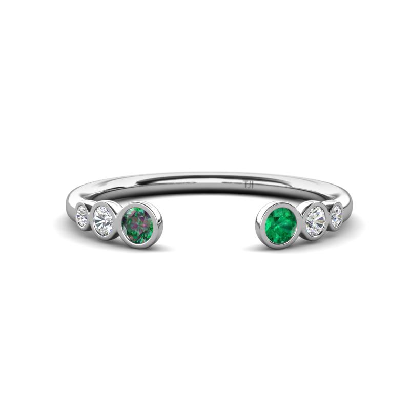 Makena Created Alexandrite and Emerald Open Wedding Band 