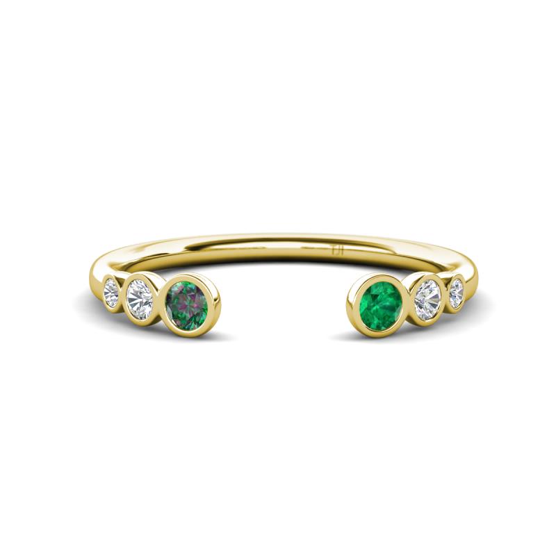 Makena Created Alexandrite and Emerald Open Wedding Band 