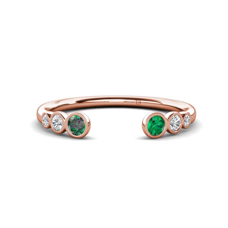 Makena Created Alexandrite and Emerald Open Wedding Band 