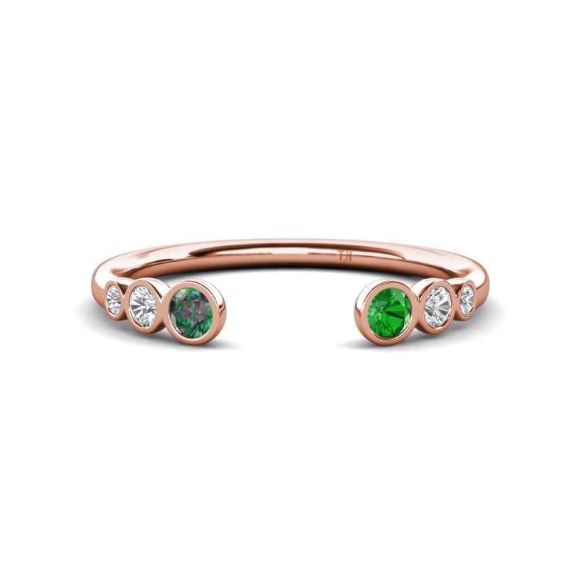 Makena Created Alexandrite and Green Garnet Open Wedding Band 