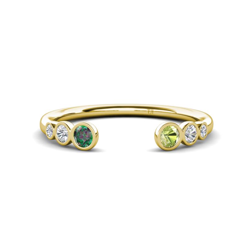 Makena Created Alexandrite and Peridot Open Wedding Band 