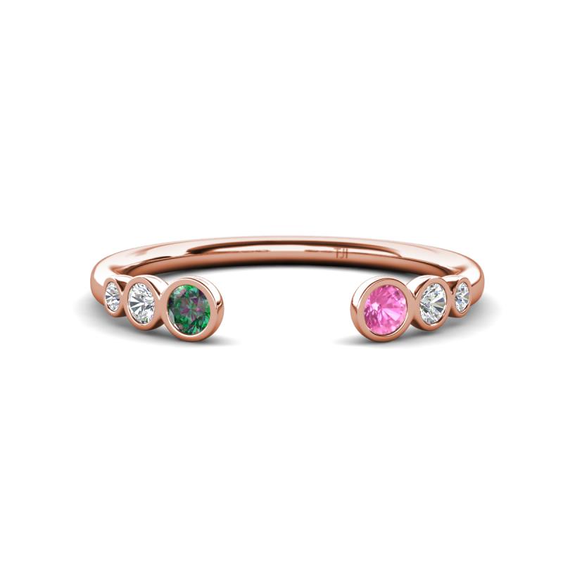 Makena Created Alexandrite and Pink Sapphire Open Wedding Band 