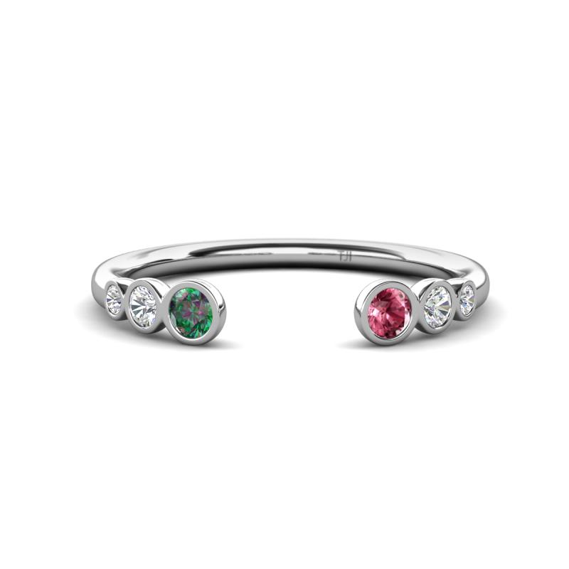 Makena Created Alexandrite and Pink Tourmaline Open Wedding Band 